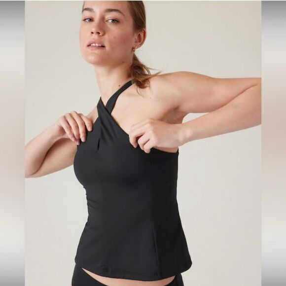 Athleta Crossed Tankini, Black, Size Medium, NWT - Picture 1 of 8
